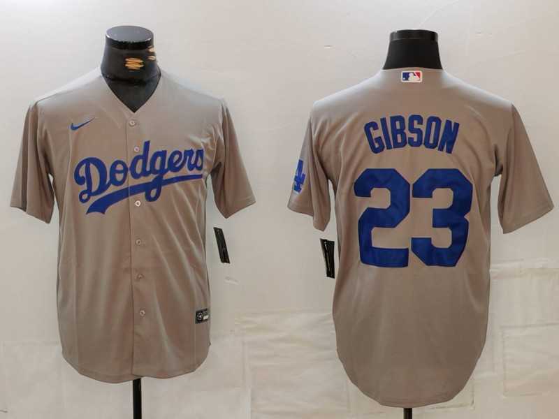 Men%27s Los Angeles Dodgers #23 Kirk Gibson Grey Cool Base Stitched Jersey->los angeles dodgers->MLB Jersey